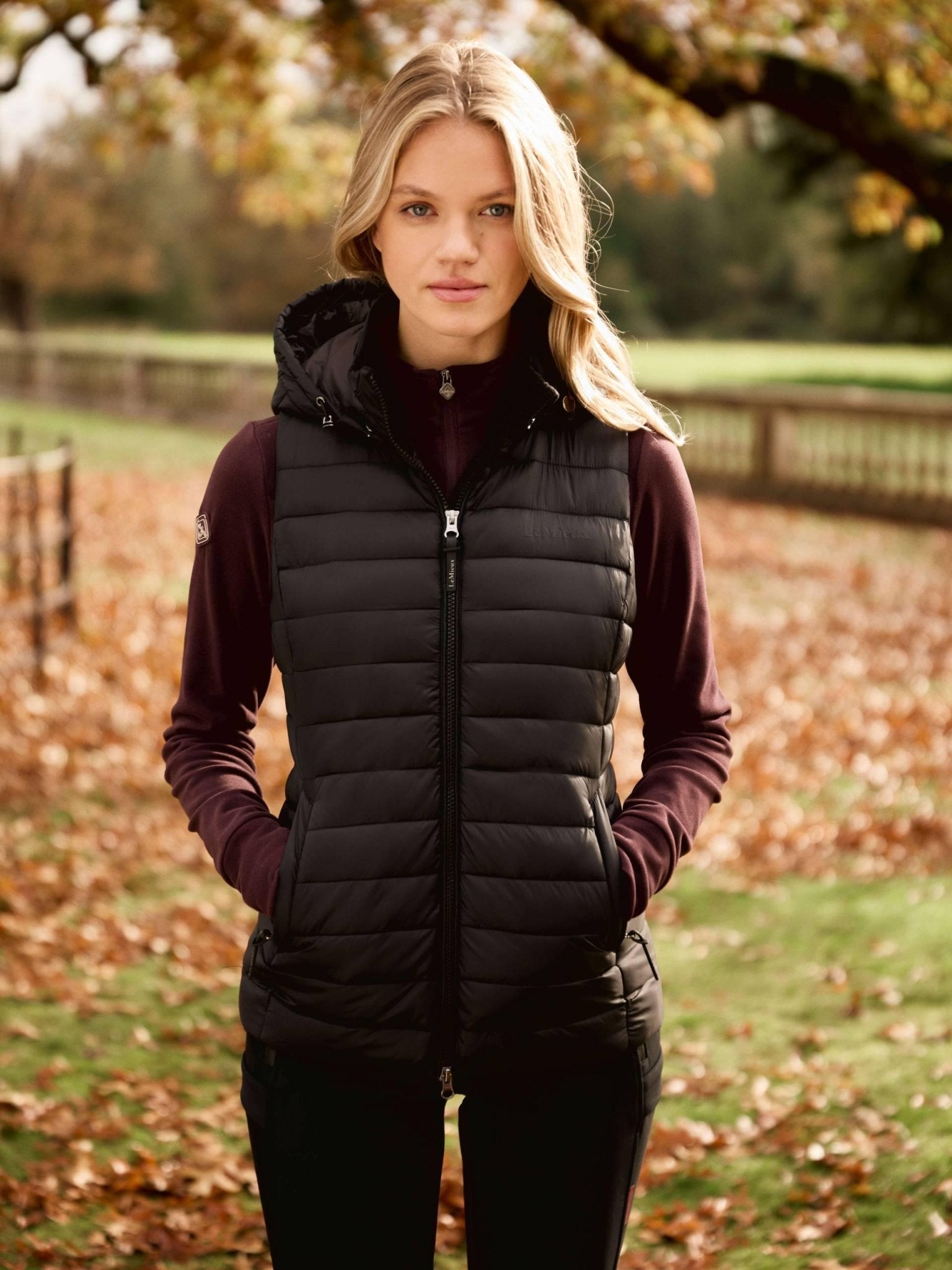 Lemieux Rose Hooded Puffer Gilet Black - Nags Essentials