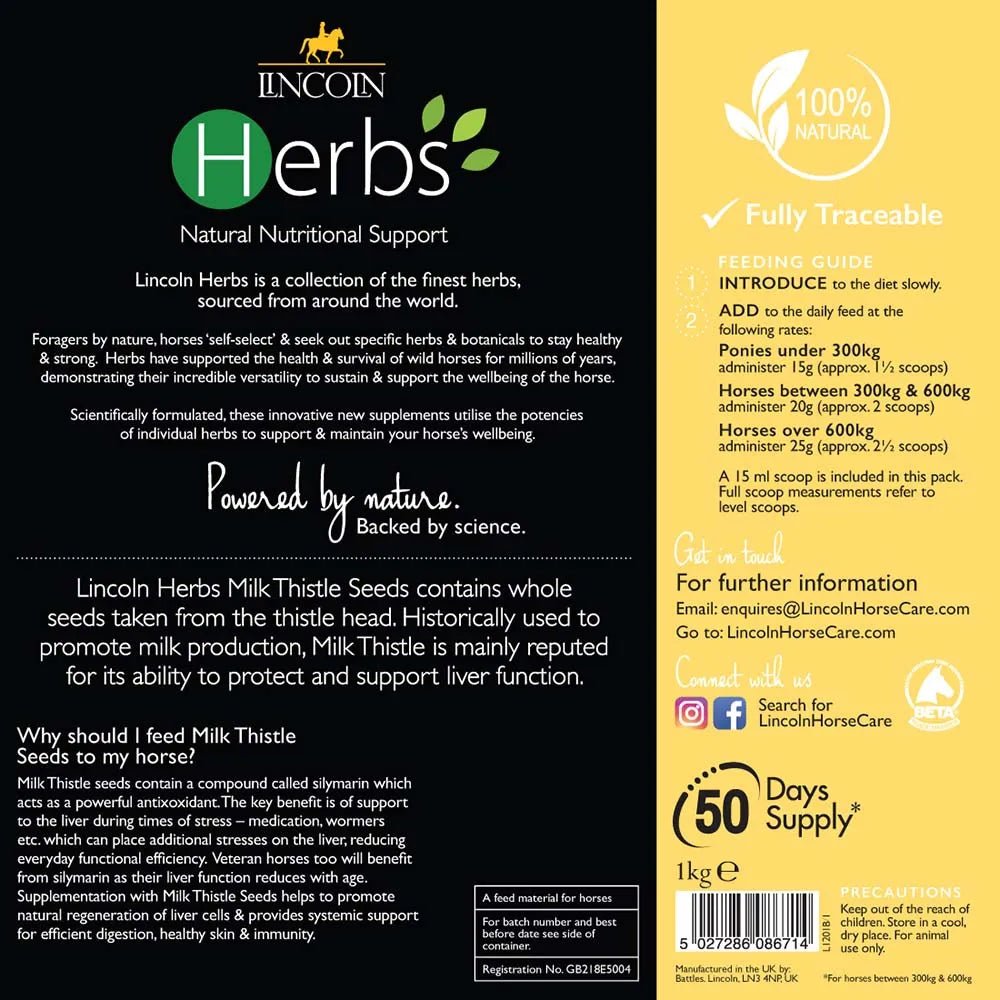 Lincoln Herbs Milk Thistle Seeds - Nags Essentials