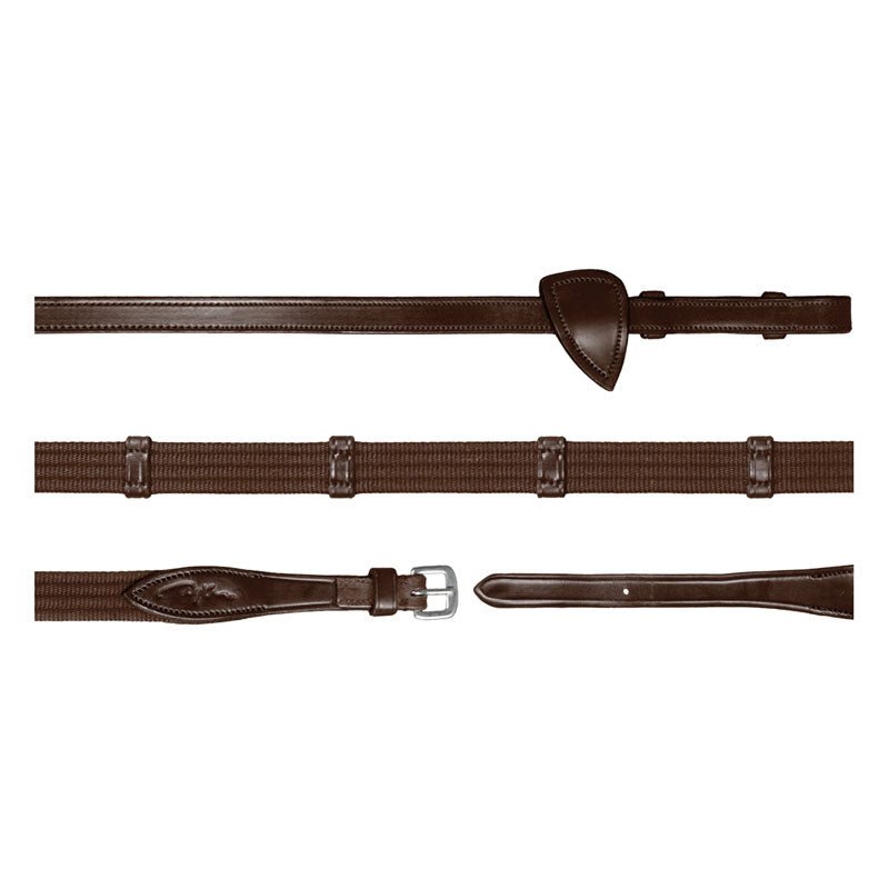 New English 5/8″ Web Reins With 9 Leather Loops - Nags Essentials