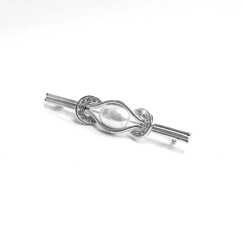 Pearl & Horseshoes Stock Pin - Silver - Nags Essentials