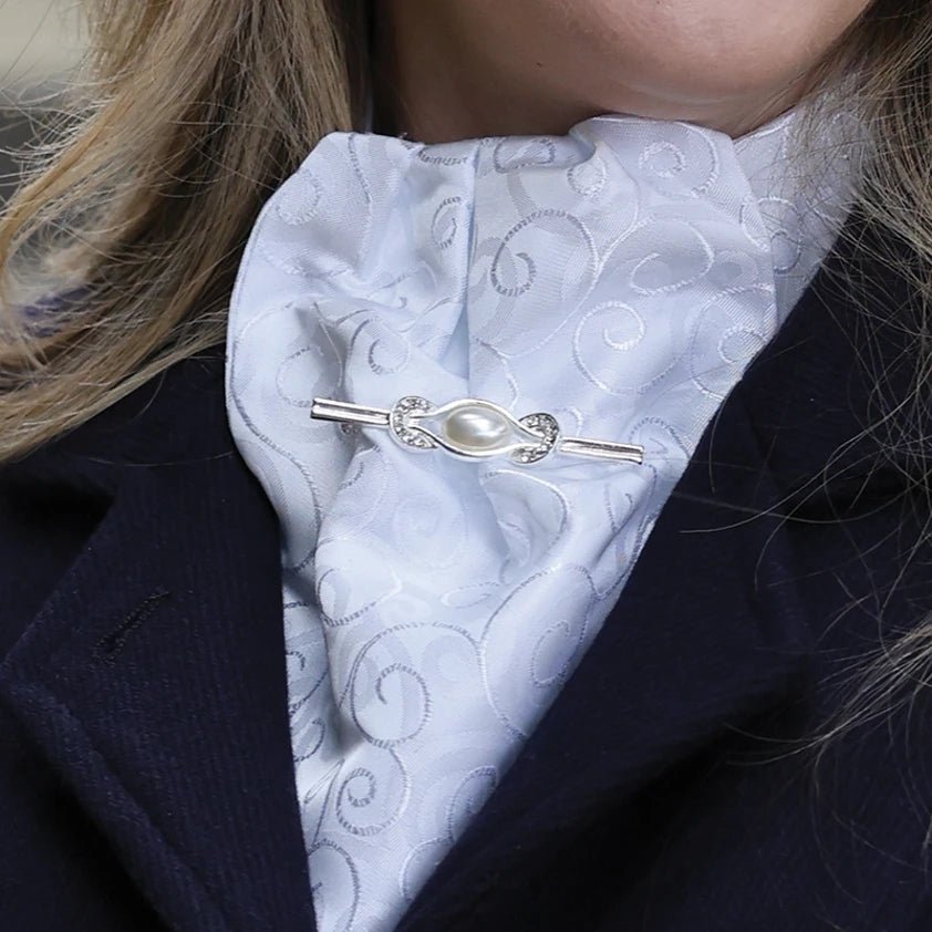 Pearl & Horseshoes Stock Pin - Silver - Nags Essentials