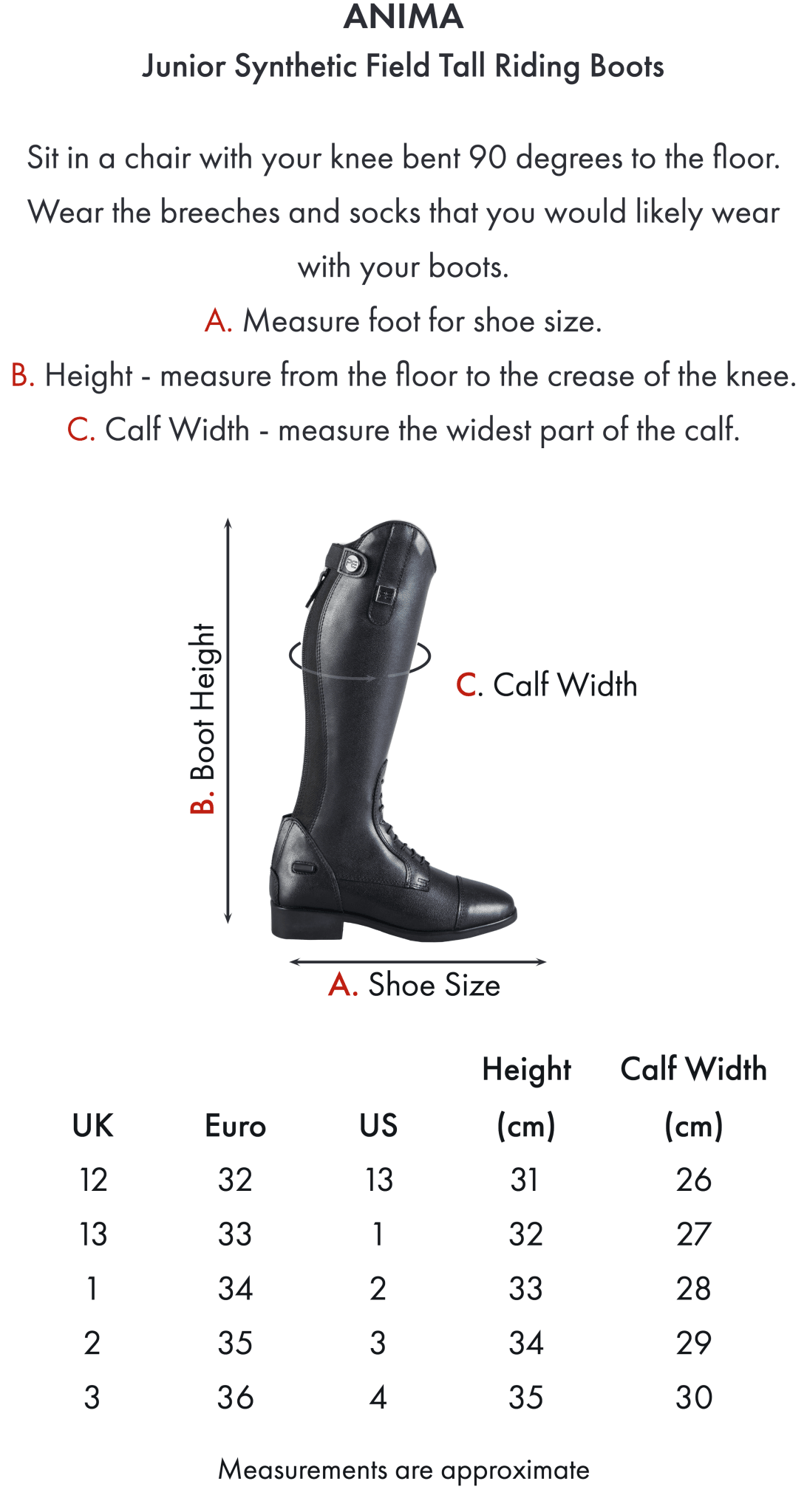 Premier Equine Anima Junior Synthetic Field Tall Riding Boot - Black - Nags Essentials