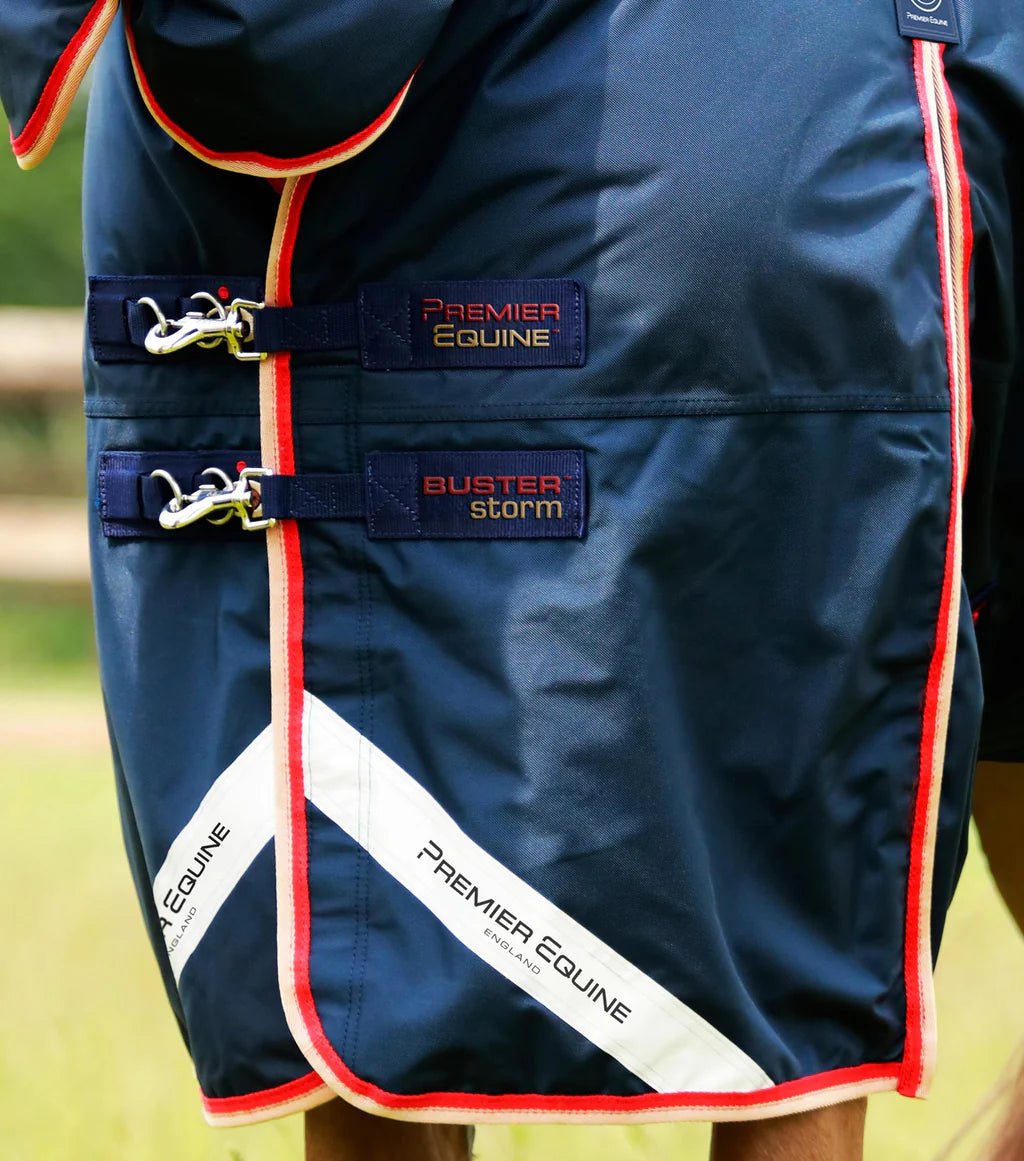 Premier Equine Buster Storm 200g Combo Turnout Rug with Snug-Fit Neck Cover - Navy - Nags Essentials