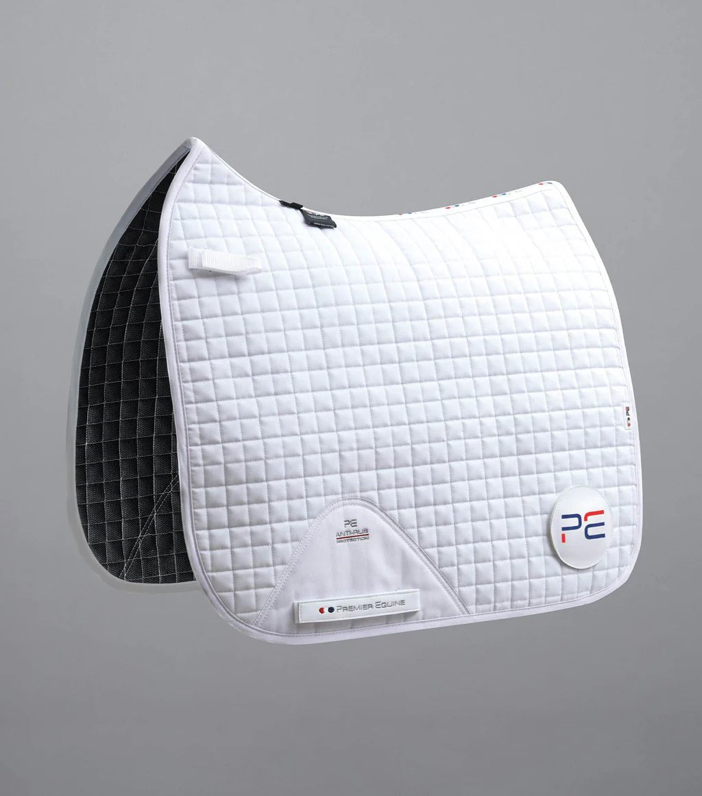 Premier Equine Close Contact Cotton Dressage Competition Saddle Pad - White - Nags Essentials