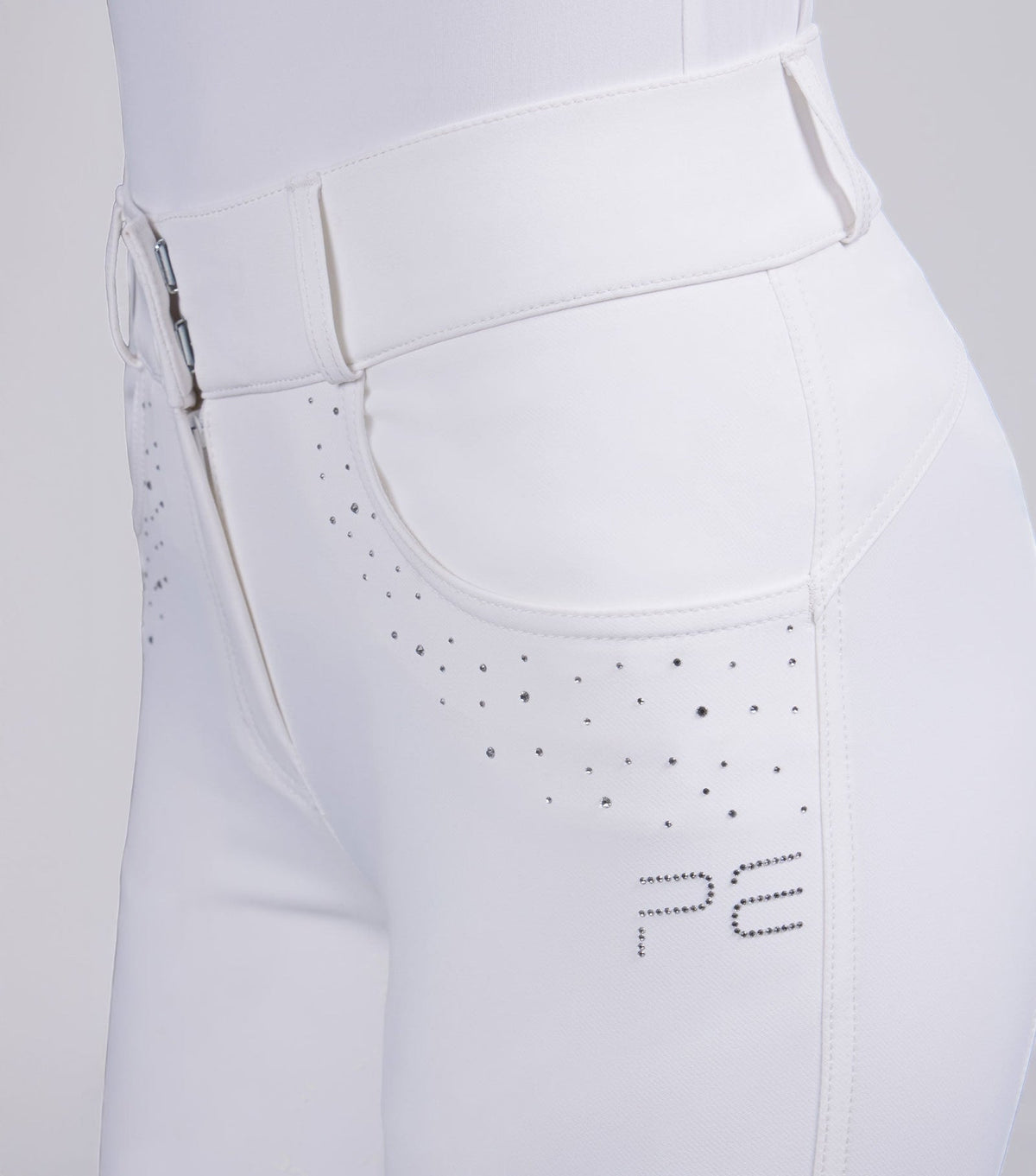 Premier Equine Cristalli Gel Full Seat Riding Breeches - White - Nags Essentials