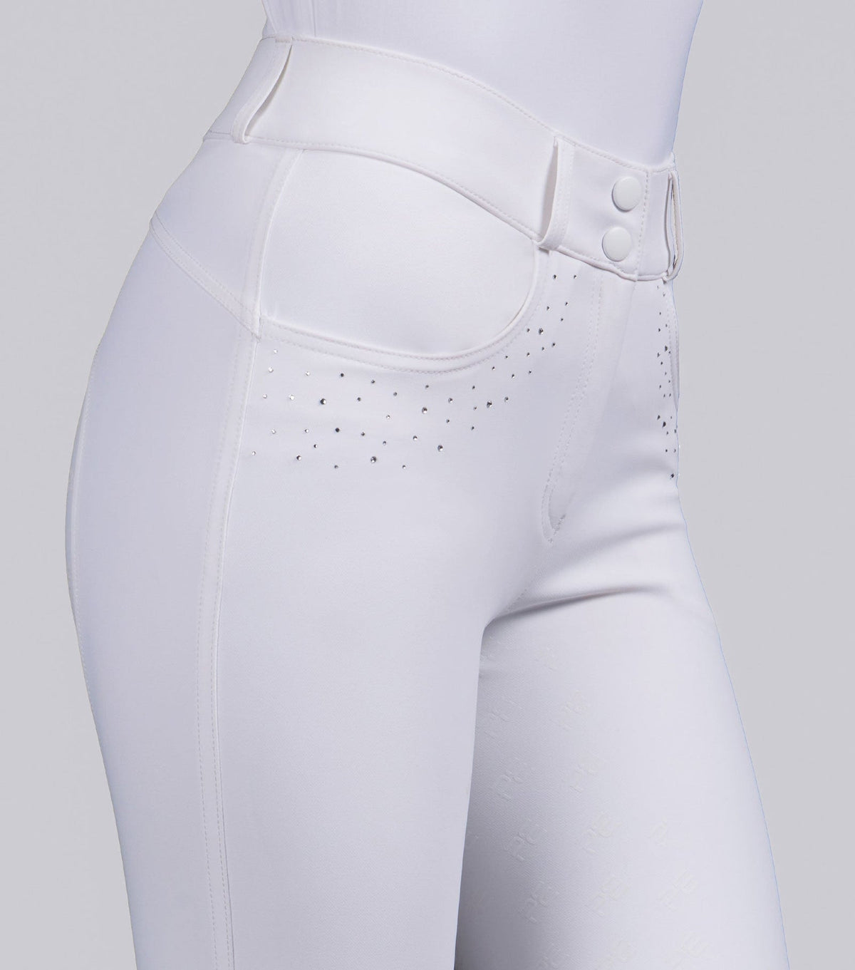 Premier Equine Cristalli Gel Full Seat Riding Breeches - White - Nags Essentials