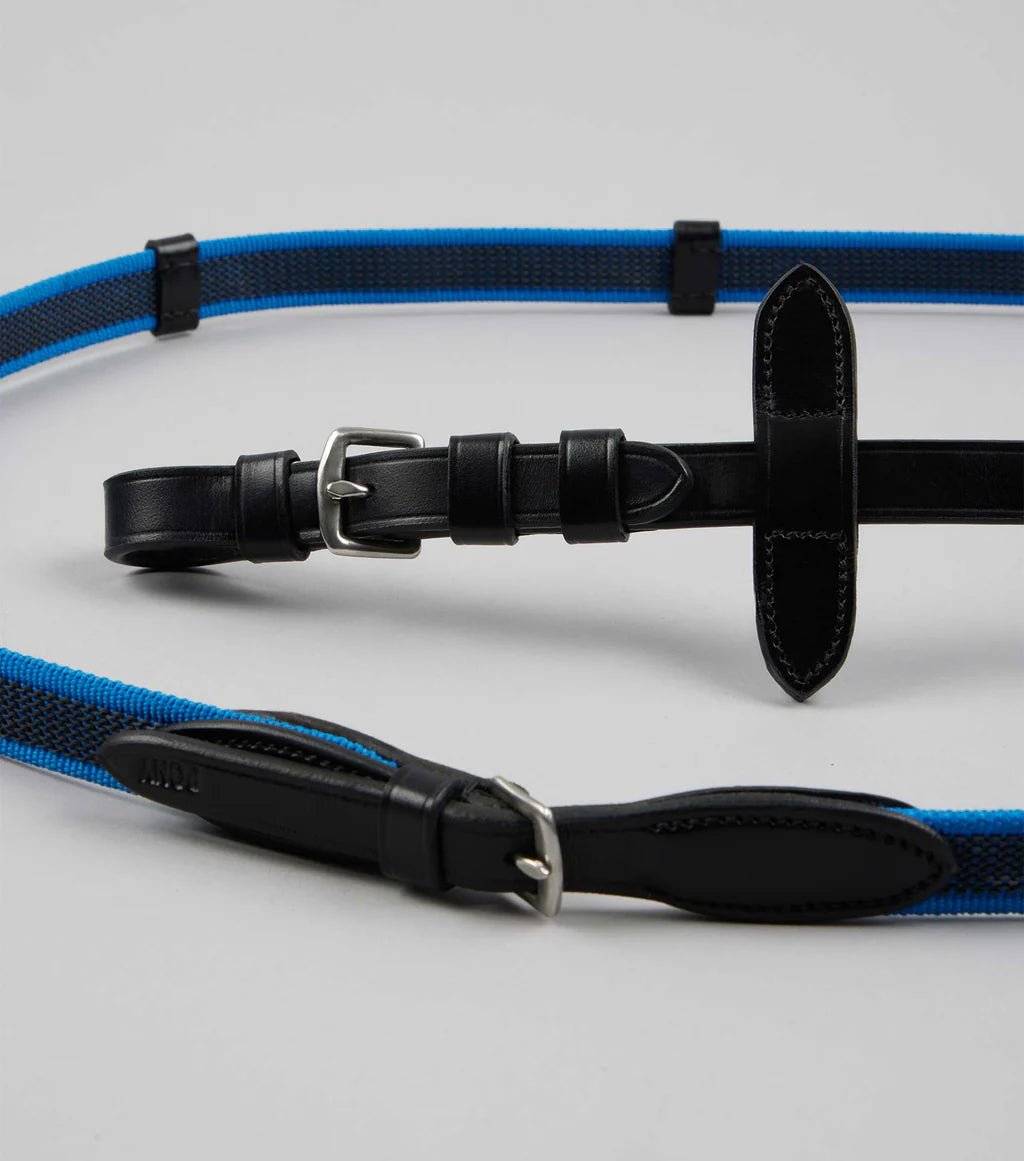 Premier Equine Mineo Pony Continental Reins Black/Blue - Nags Essentials