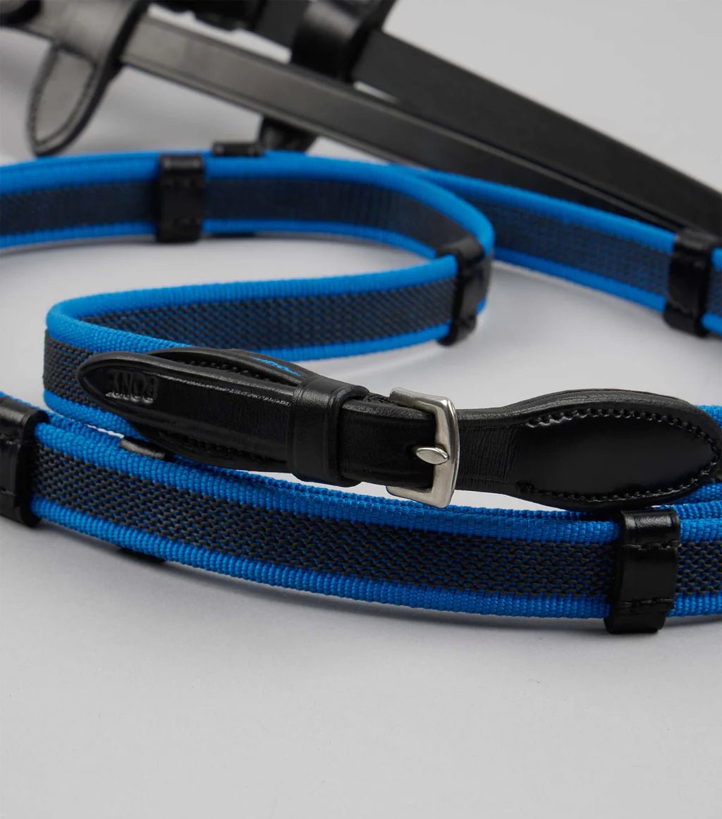 Premier Equine Mineo Pony Continental Reins Black/Blue - Nags Essentials