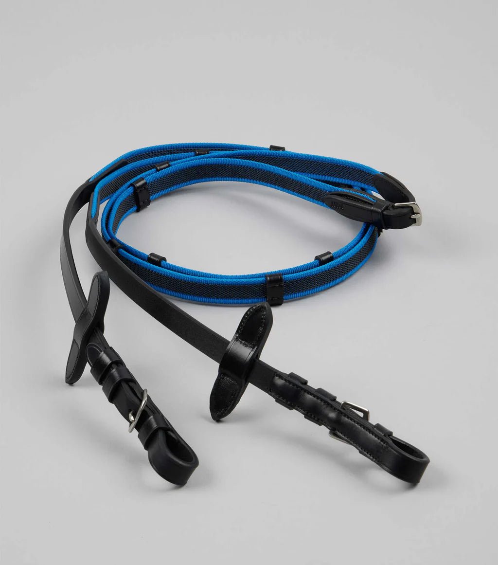 Premier Equine Mineo Pony Continental Reins Black/Blue - Nags Essentials