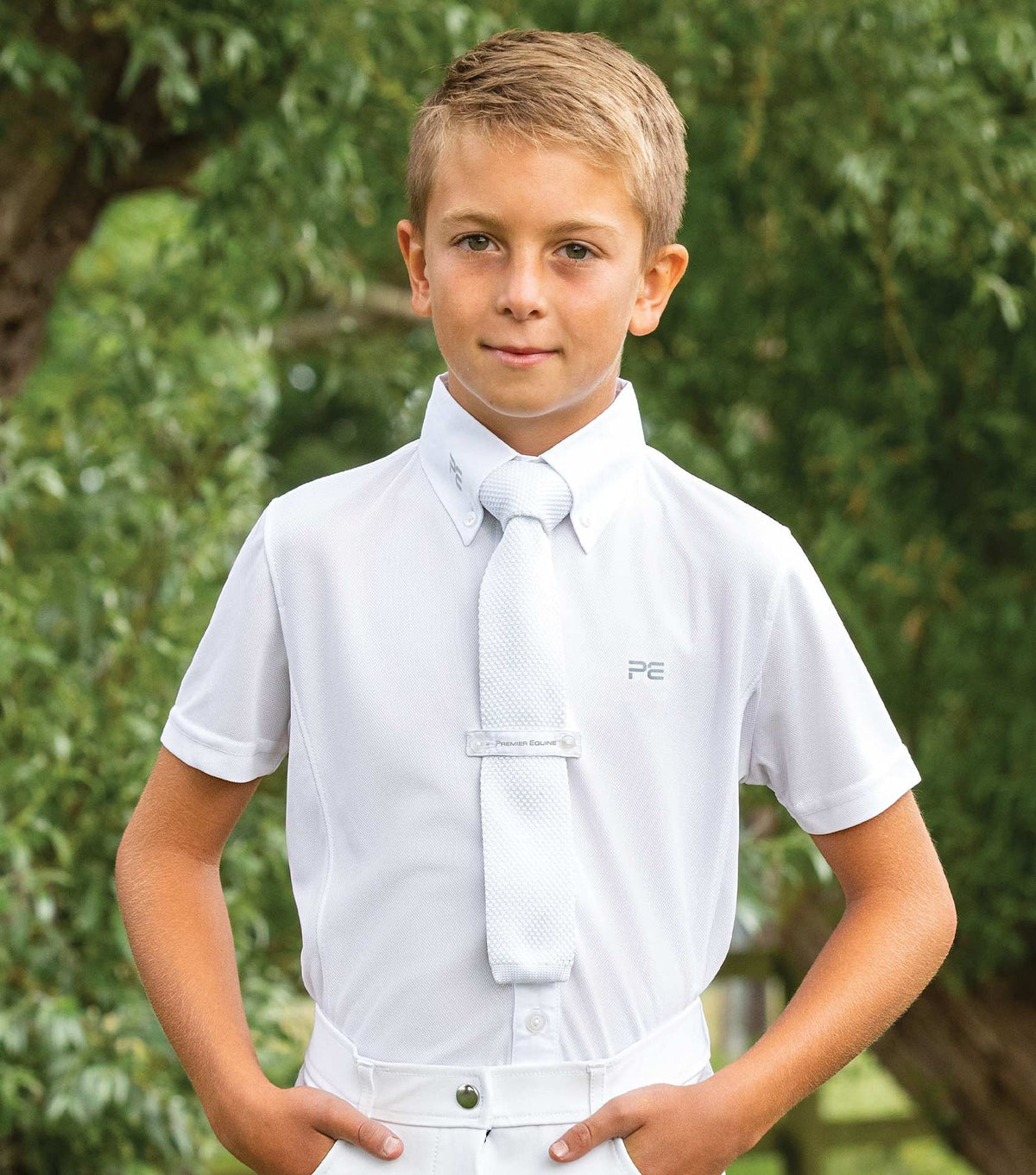 Premier Equine Mini Antonio Boy's Short Sleeve Show Shirt White - Nags Essentials