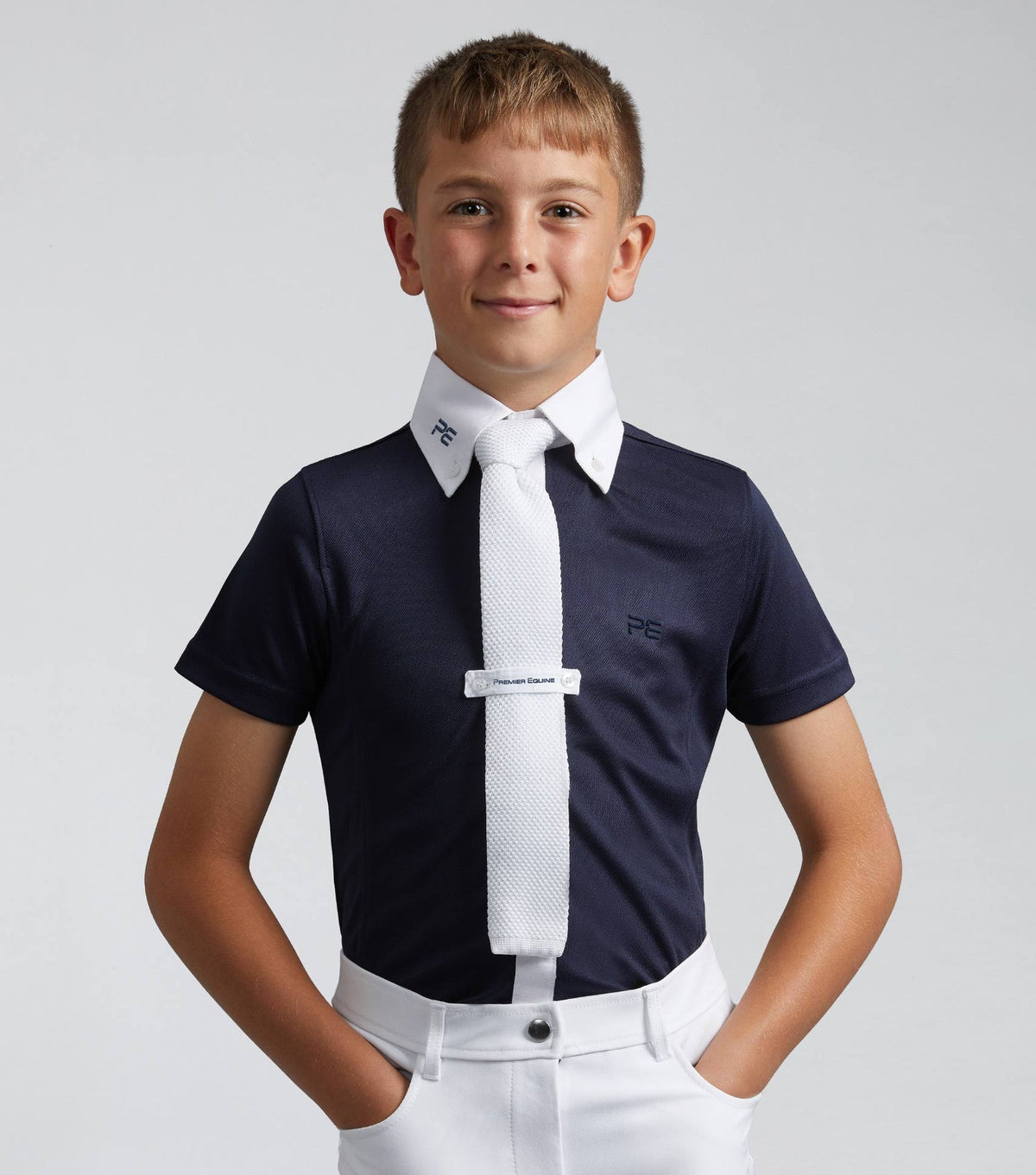 Premier Equine Mini Antonio Boy's Short Sleeve Show Shirt White - Nags Essentials