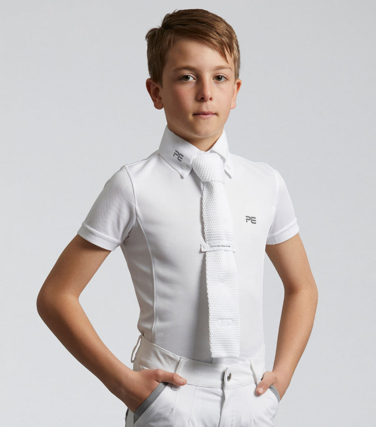 Premier Equine Mini Antonio Boy's Short Sleeve Show Shirt White - Nags Essentials