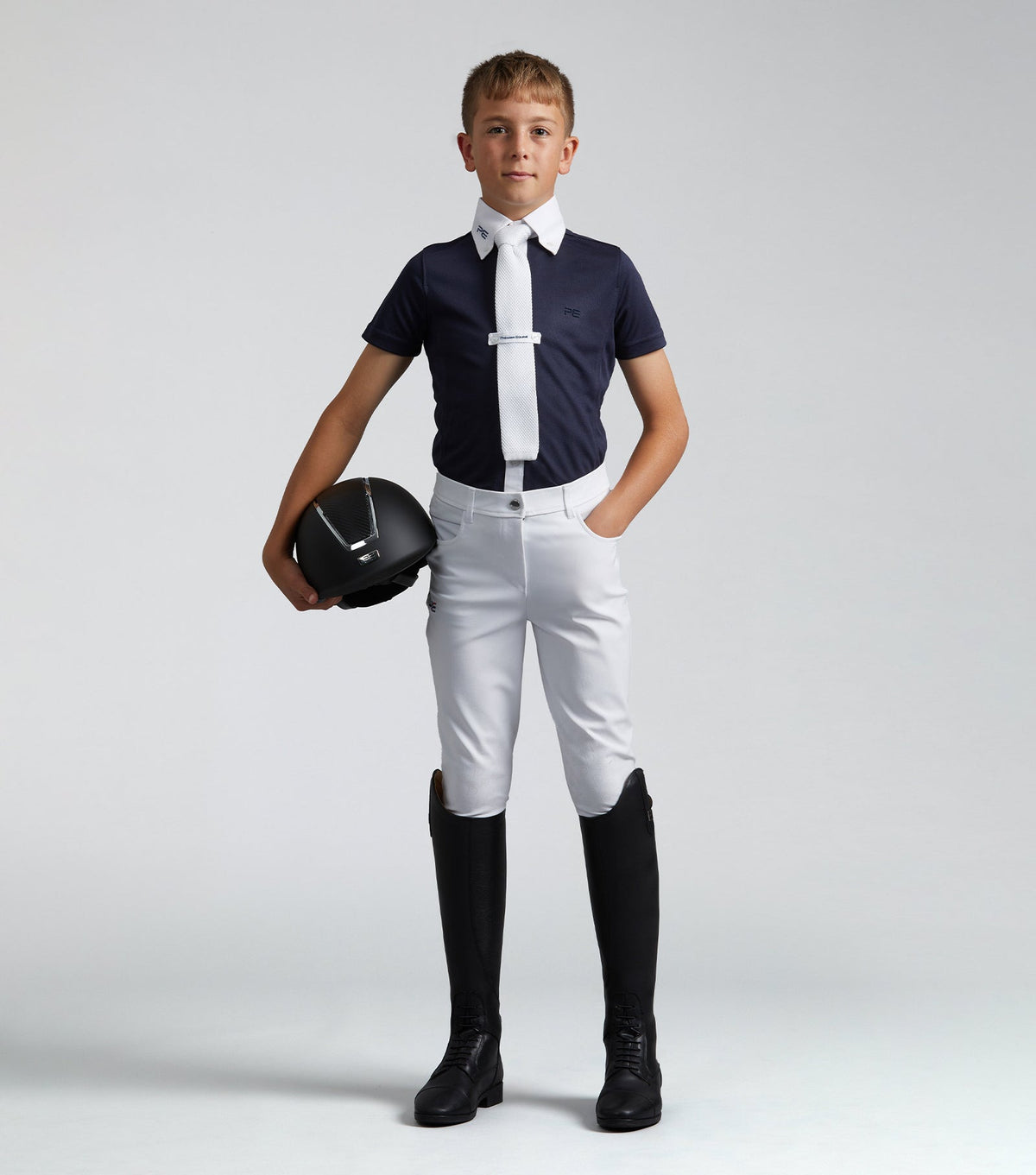 Premier Equine Mini Antonio Boy's Short Sleeve Show Shirt White - Nags Essentials