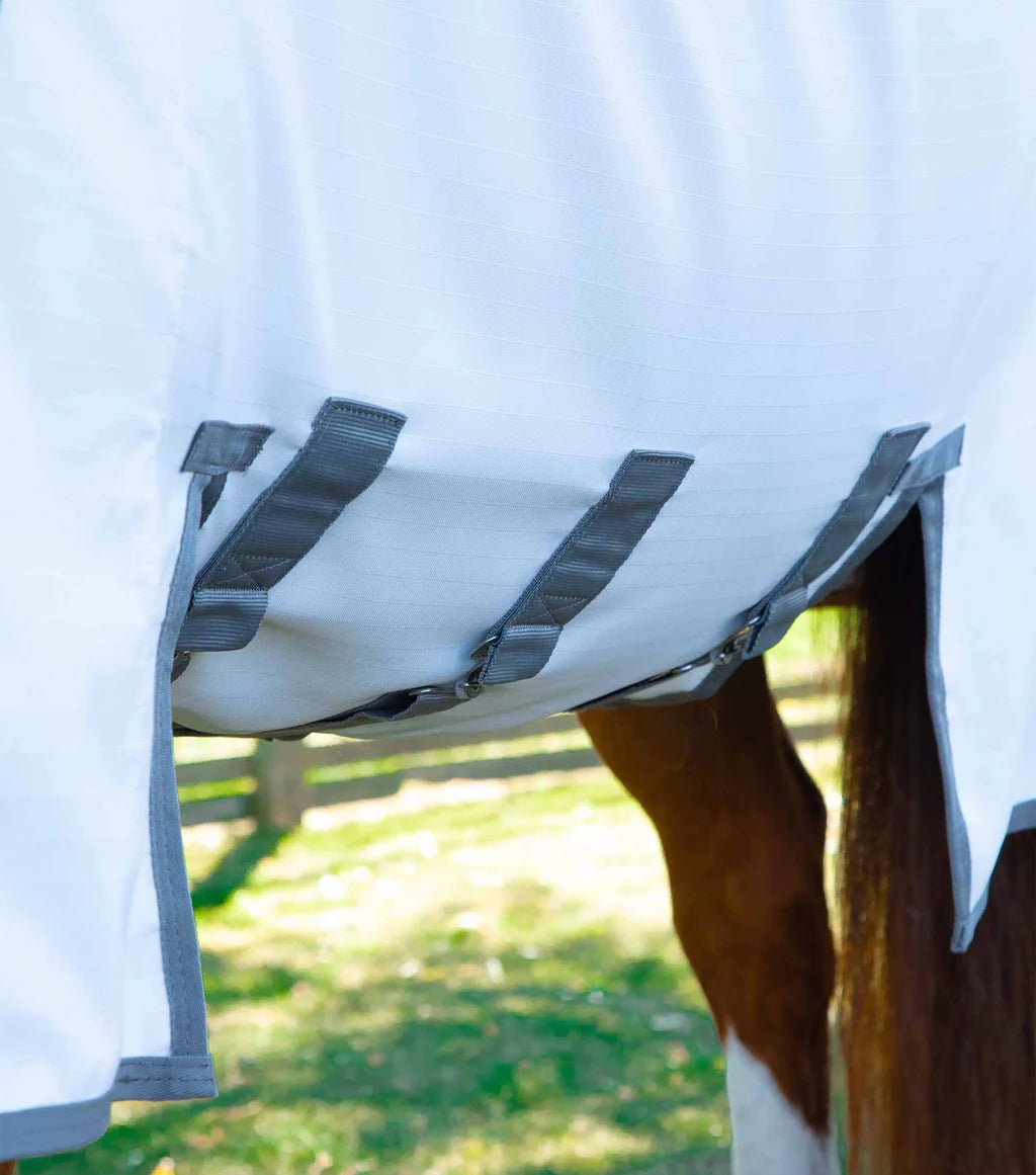 Premier Equine Sweet Itch Buster Fly Rug with Belly Flap - White - Nags Essentials