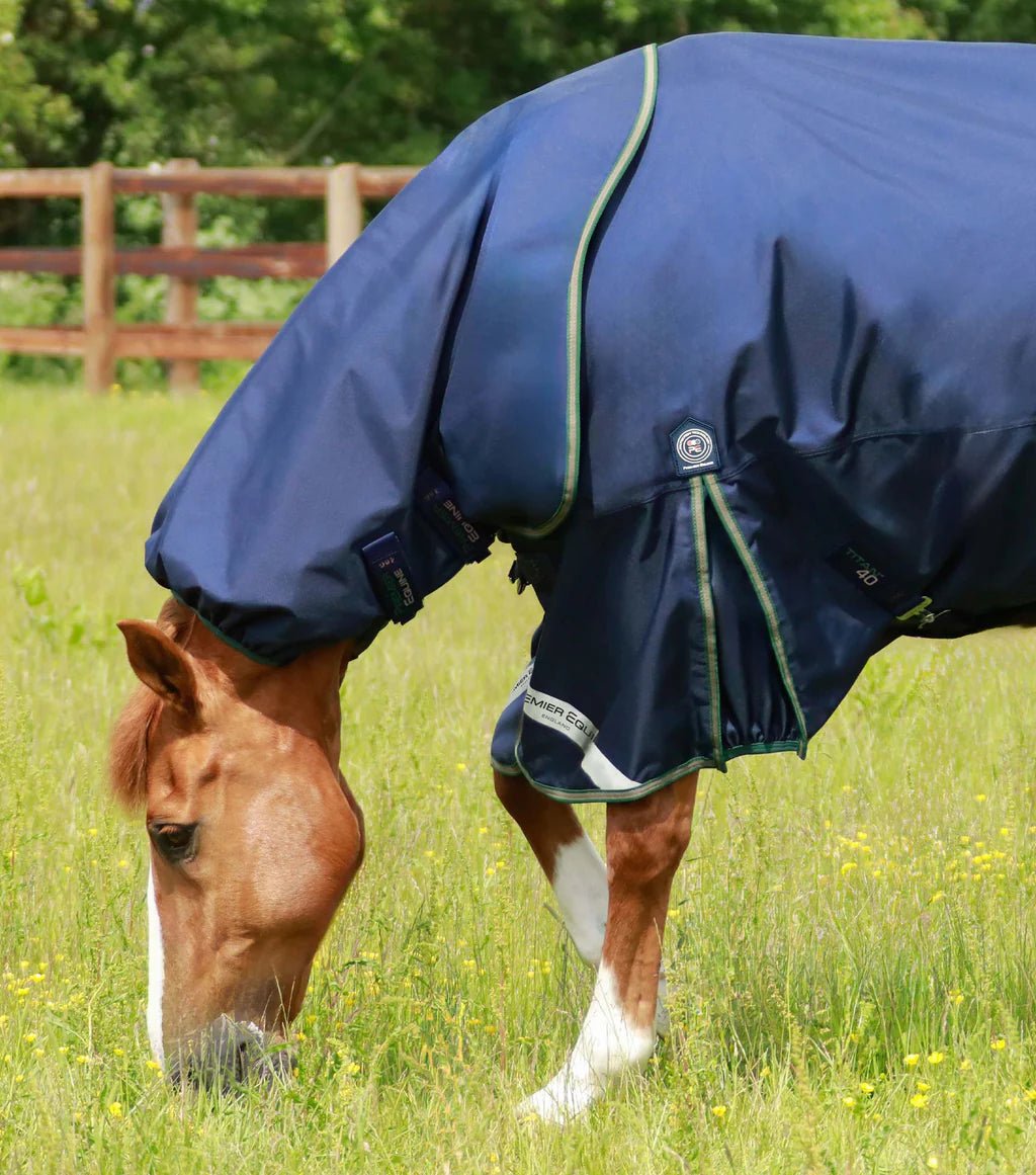 Premier Equine Titan 40g Turnout Rug with Snug-Fit Neck Cover - Navy - Nags Essentials