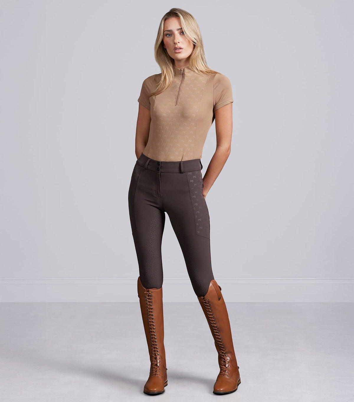 Premier Equine Valerius Womens Short Sleeve Top - Latte - Nags Essentials