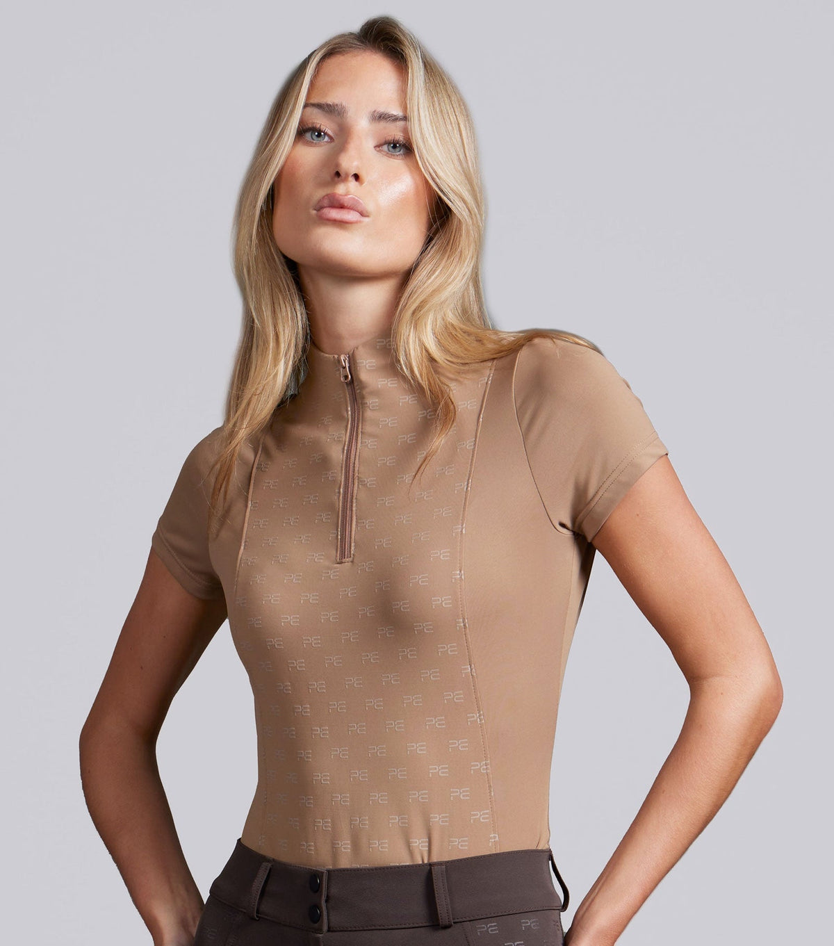 Premier Equine Valerius Womens Short Sleeve Top - Latte - Nags Essentials