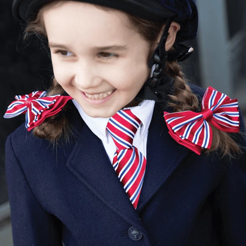 Regent Stripe Ready - Tied Show Tie - Adult Red/Navy - Nags Essentials