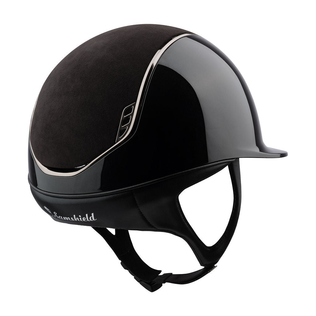 Samshield Shadow Gloss Black 2.0 with Alcantara Top and Crystal Fabric Blazon - Nags Essentials