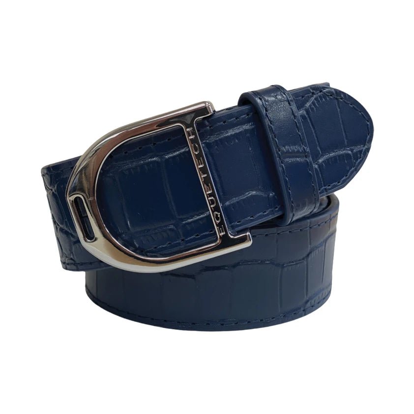 Stirrup Leather Belt 35mm - Navy Snakeskin/ Silver - Nags Essentials