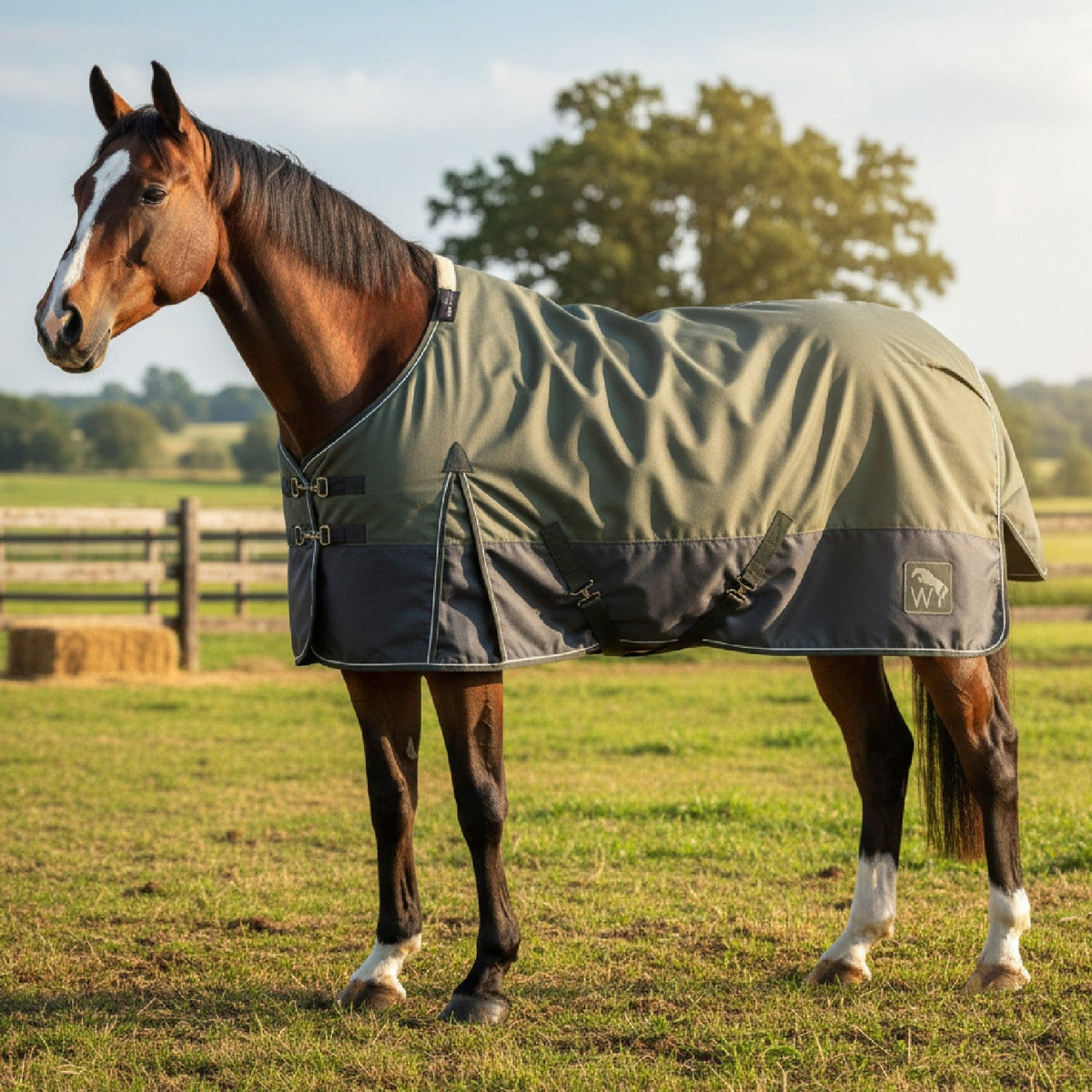W - Horse WHR7 100g Standard Turnout Rug Olive/Grey - Nags Essentials