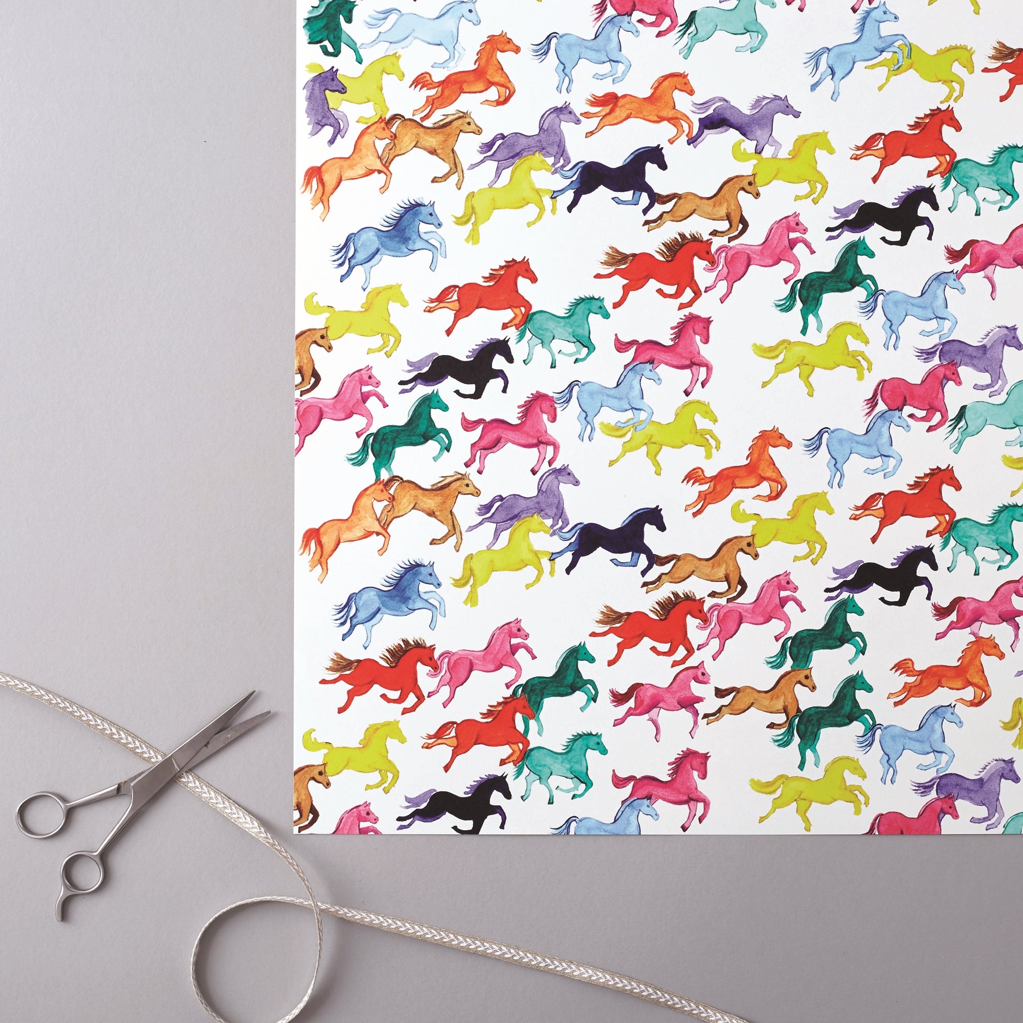 Deckled Edge Prancing Ponies Gift Wrap (2 Sheets) - Nags Essentials